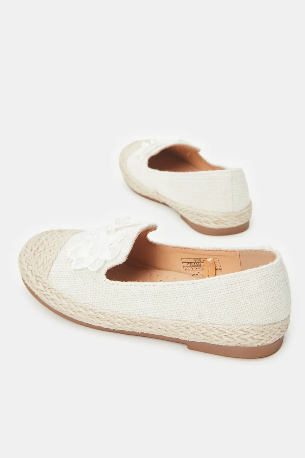 Girls Beige Floral Loafer
