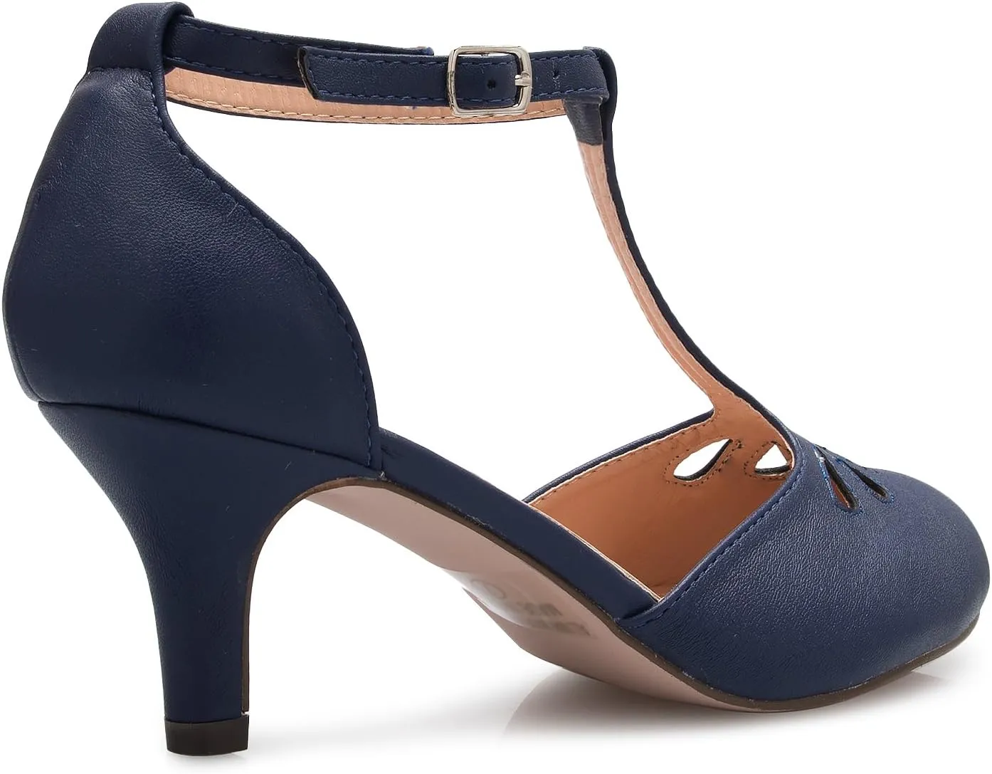 Women's Kitten Low Heels T-Strap Pumps - Adorable Vintage Retro Shoes with T Strap - Unique Upper Cut Out Design